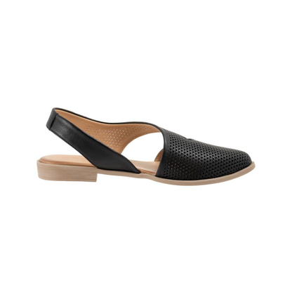 Bueno Bianca Perf Women’s Leather Asymmetrical Flat Shoes Black