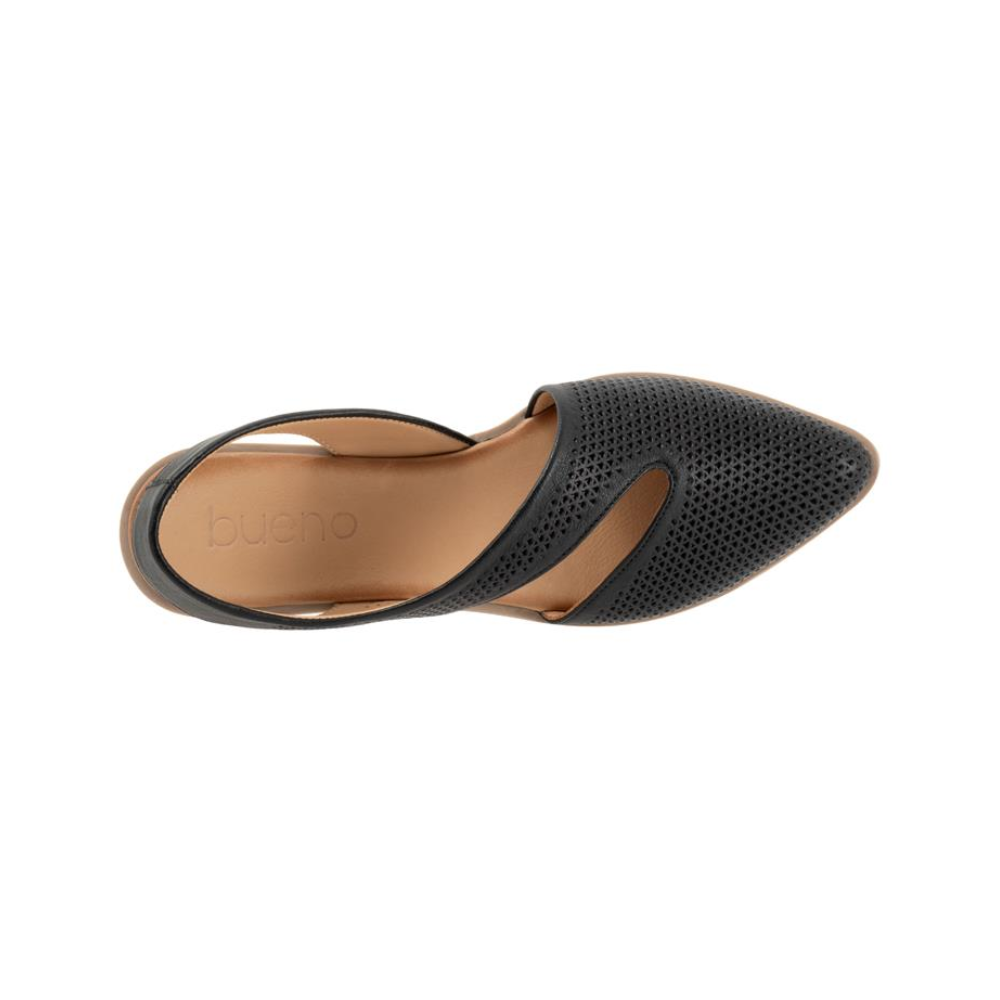 Bueno Bianca Perf Women’s Leather Asymmetrical Flat Shoes Black