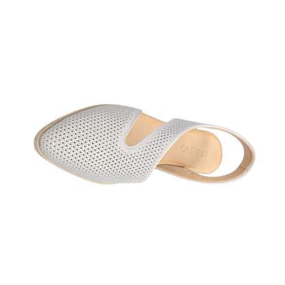 Bueno Bianca Perf Women’s Leather Asymmetrical Flat Shoes Light Gray