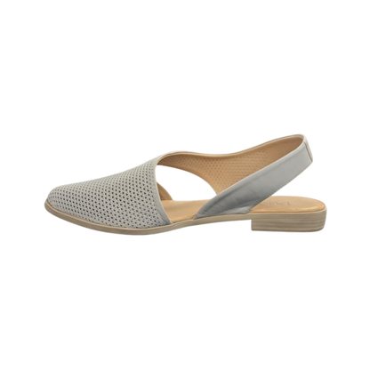 Bueno Bianca Perf Women’s Leather Asymmetrical Flat Shoes Light Gray