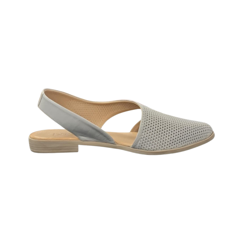 Bueno Bianca Perf Women’s Leather Asymmetrical Flat Shoes Light Gray