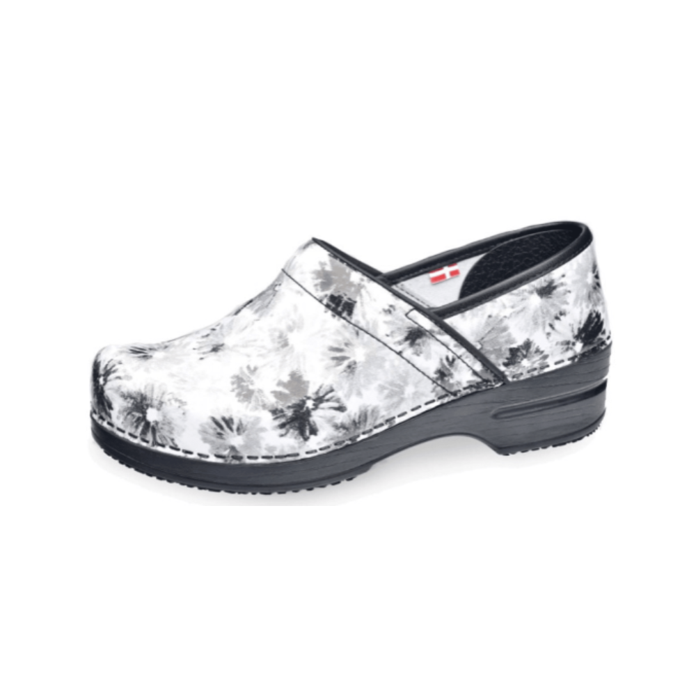 Sanita Inkwell Printed Patent Women's Black Clogs – Professional Comfort Footwear