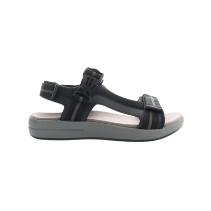 Propét Eli Men’s Adjustable Walking Sandals – Black/Grey