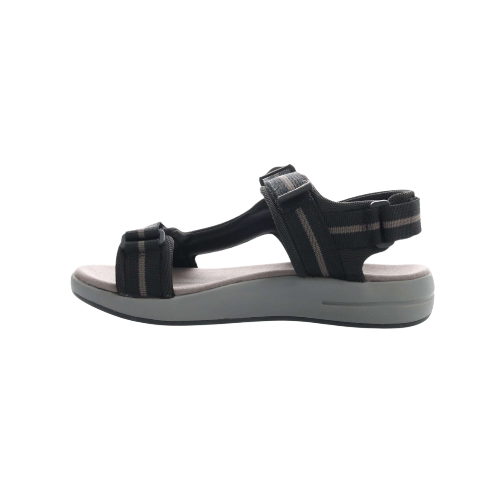 Propét Eli Men’s Adjustable Walking Sandals – Black/Grey