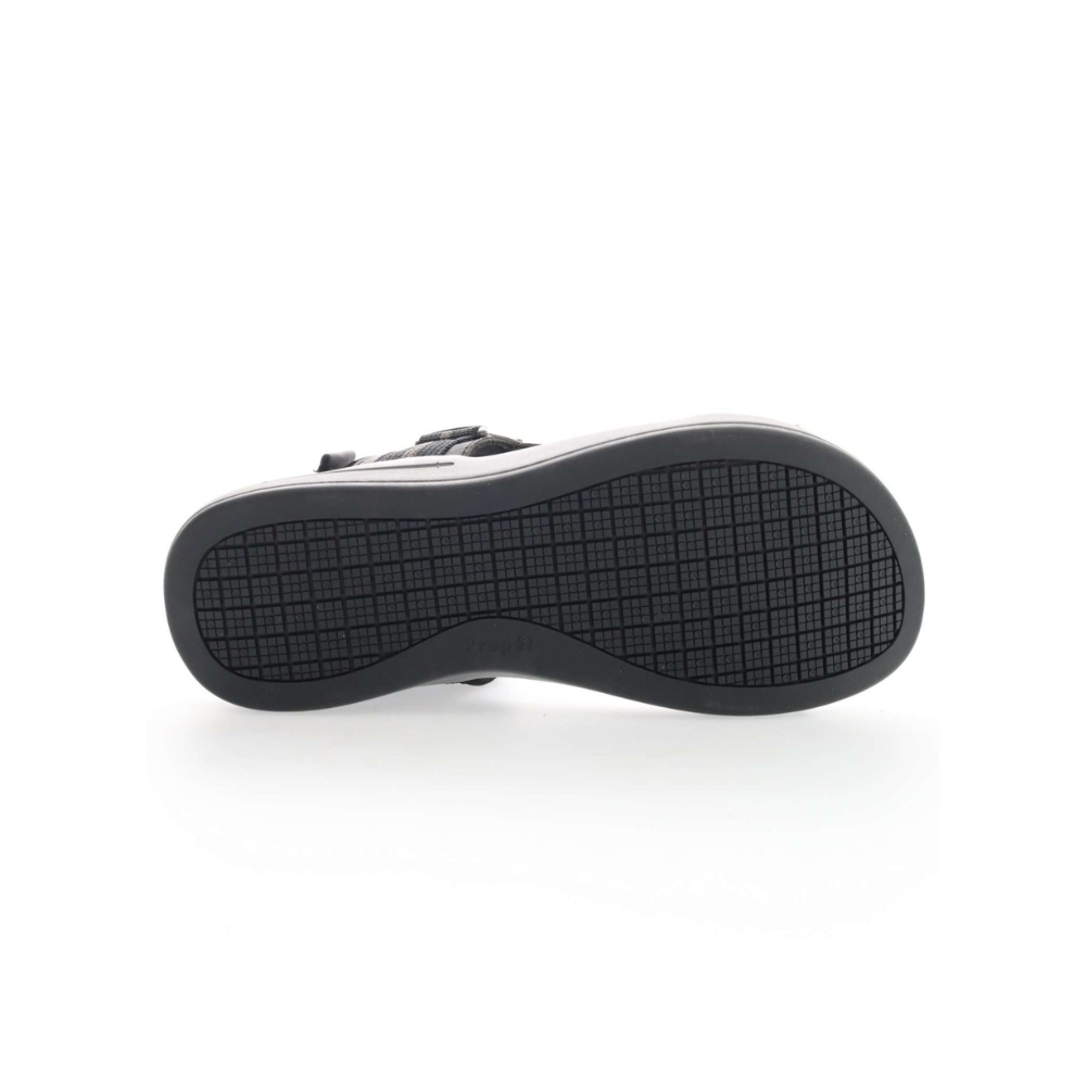 Propét Eli Men’s Adjustable Walking Sandals – Black/Grey