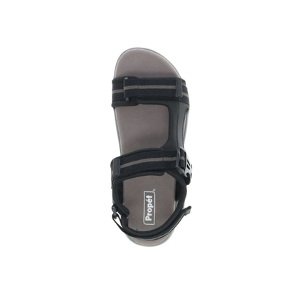Propét Eli Men’s Adjustable Walking Sandals – Black/Grey