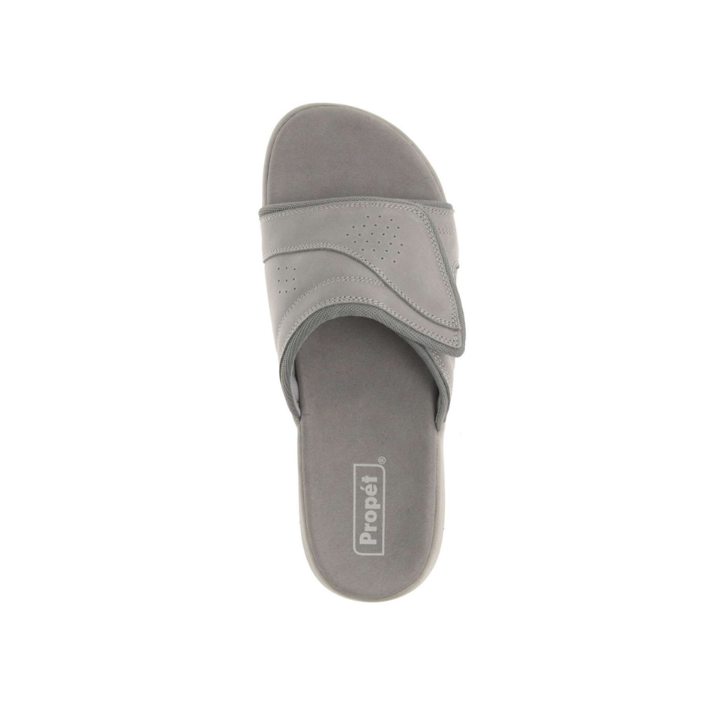 Propét Emerson Men's Adjustable Slide Sandals - Grey Wide