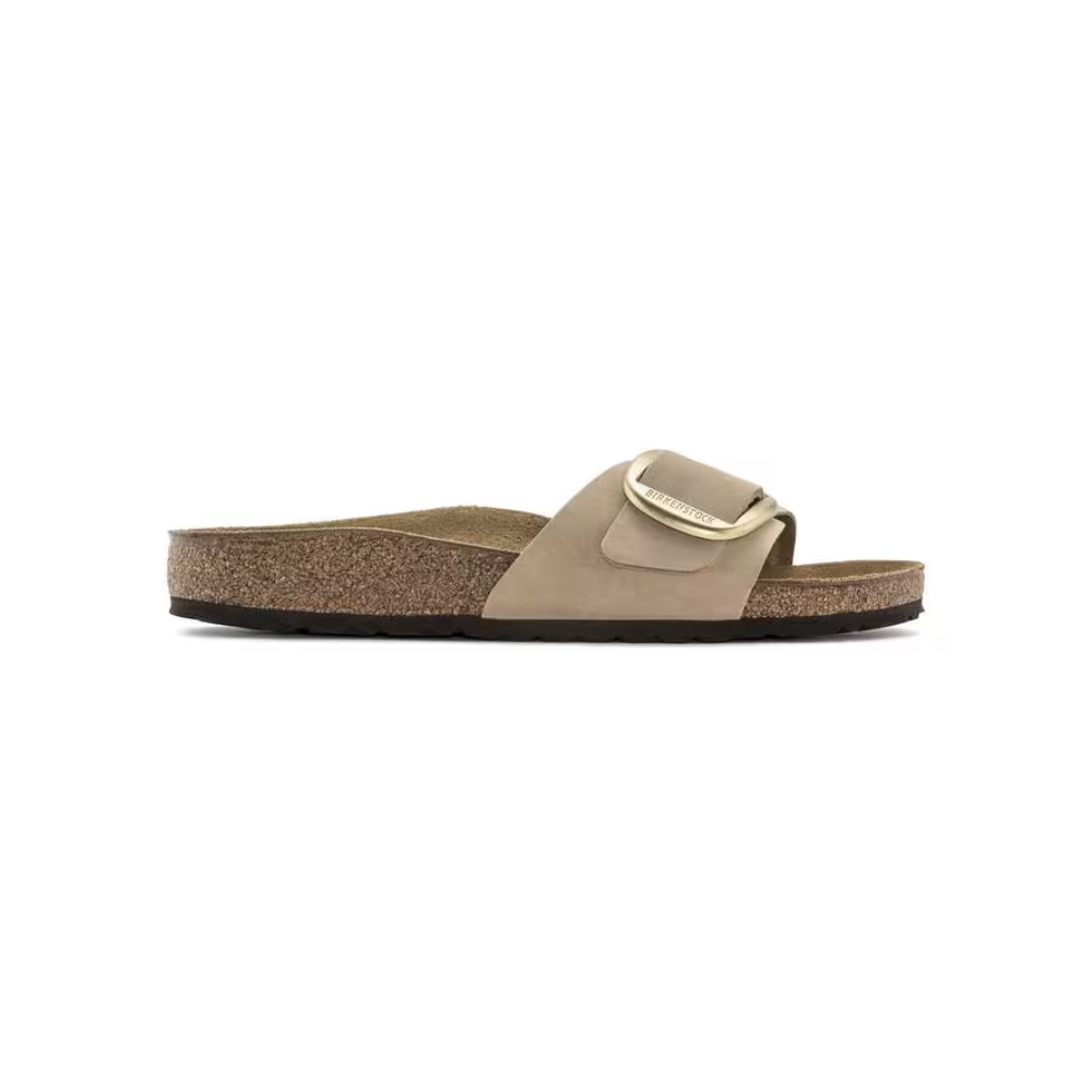 Birkenstock Madrid Big Buckle Nubuck Leather Sandals Sandcastle Narrow