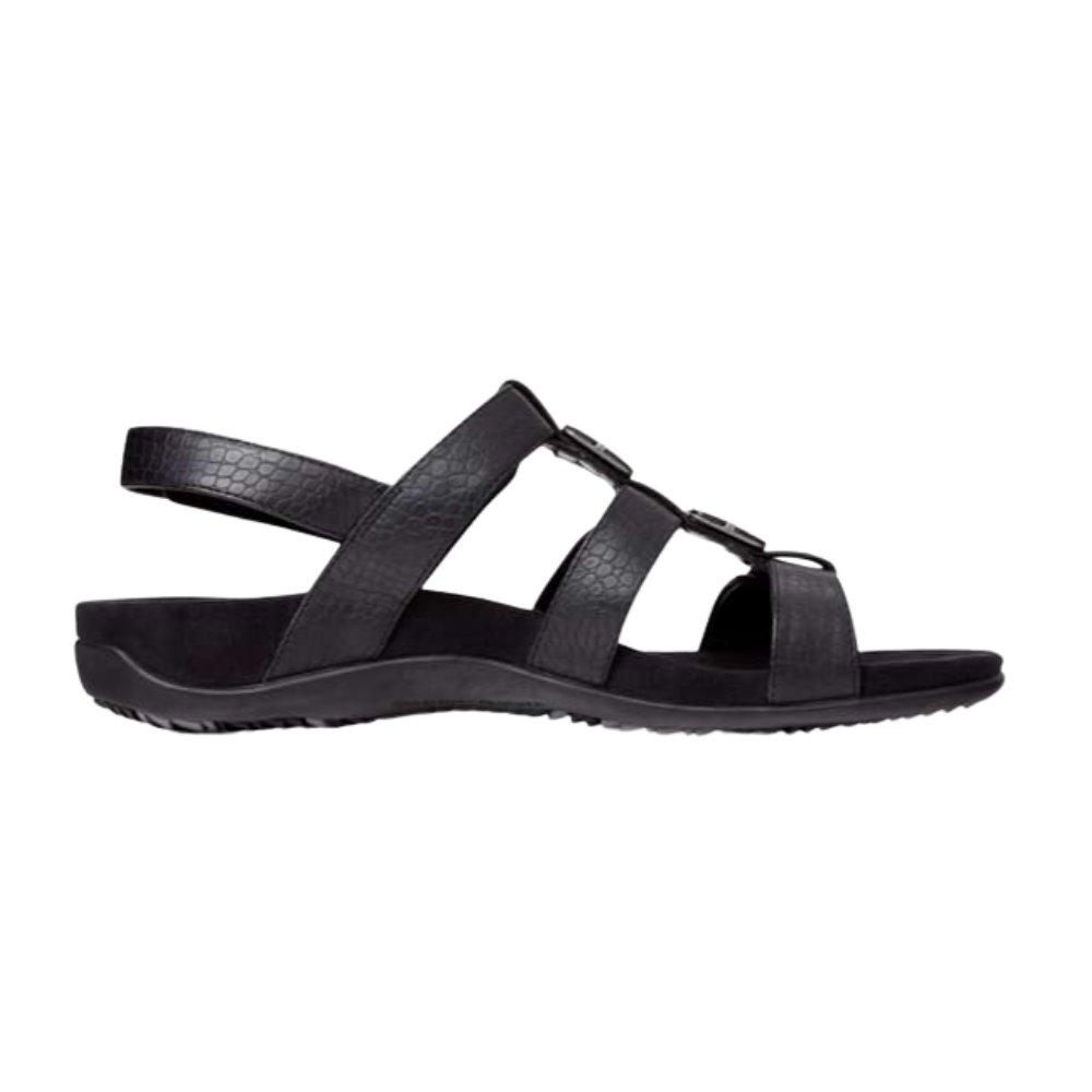 Vionic Amber Women's Orthotic Sandal – Black, Adjustable Straps, Arch Support, Comfort Fit