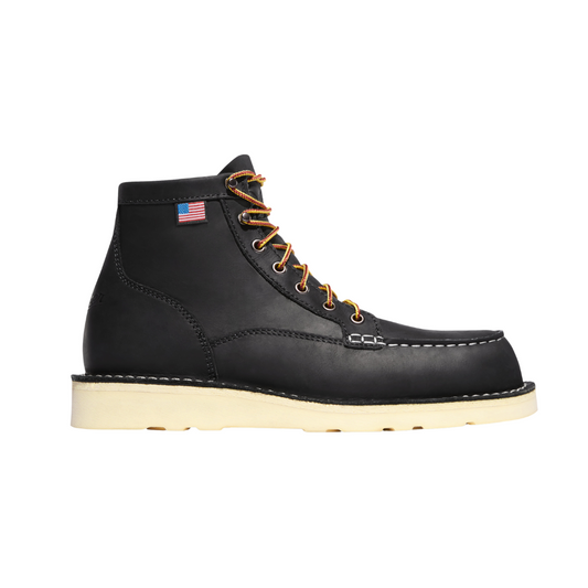 Danner Men's Bull Run Moc Toe Work Boots – 6" Black | USA-Made Oil-Resistant Full-Grain Leather Moc Toe Boots with Wedge Outsole