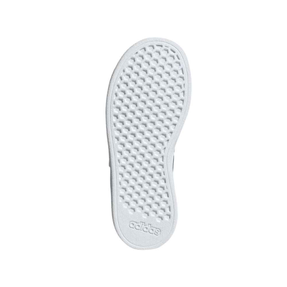 Adidas Grand Court 2.0 EL K Kids’ Court‑Style Sneaker White/Black-GW6521 Synthetic Leather, Elastic Laces, Rubber Cupsole
