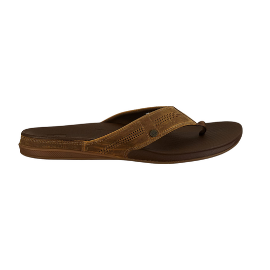 REEF Cushion Lux Men's Flip Flop – Ultra Soft Cushion Footbed, Premium Full Grain Leather Strap, Toffee RF0A3YMNTFF