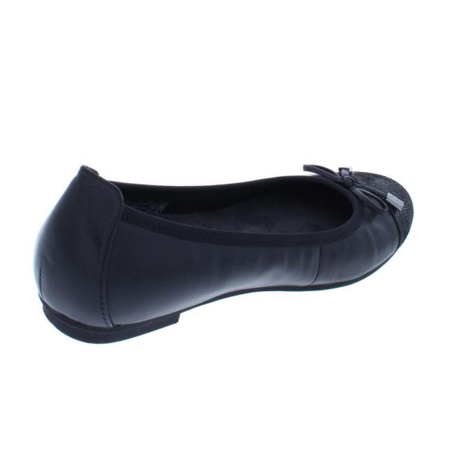 Vionic Women's Spark Minna Ballet Flat - Ladies Cap Toe Walking Flats with Concealed Orthotic Arch Support Black