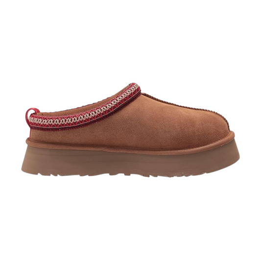 UGG Women's Tazz Slipper – Chestnut Suede Platform, UGG pure™ Wool Lining, Cozy Indoor/Outdoor Comfort