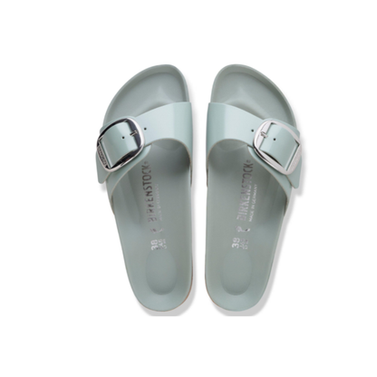 Birkenstock Women's Madrid Big Buckle Patent Leather Sandal  Pure Sage