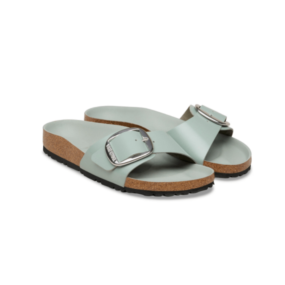 Birkenstock Women's Madrid Big Buckle Patent Leather Sandal  Pure Sage