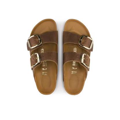Birkenstock Arizona Big Buckle Oiled Leather Sandals - Cognac Regular