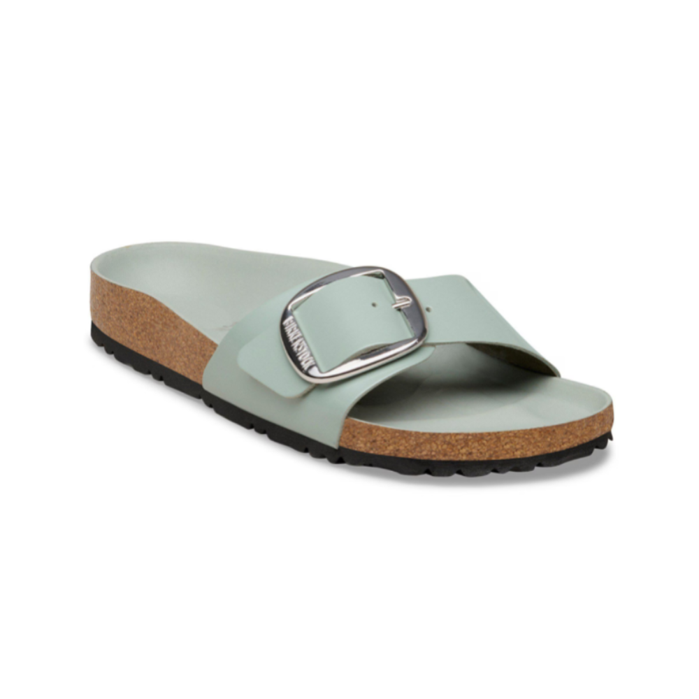 Birkenstock Women's Madrid Big Buckle Patent Leather Sandal  Pure Sage