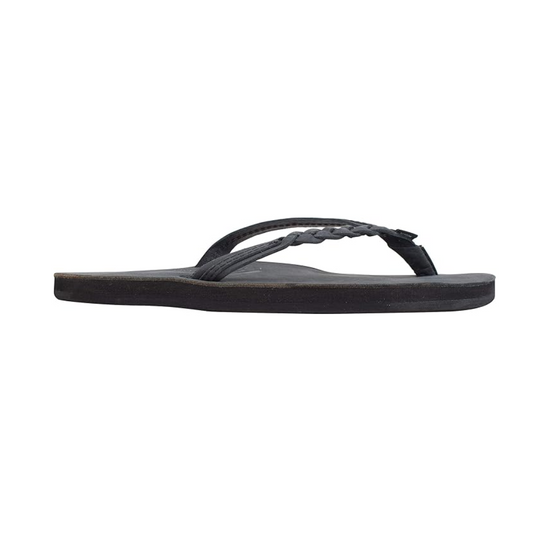 Rainbow Sandals Women’s Flirty Braidy Flip Flops Black | Premier Leather Braided Thong Sandals