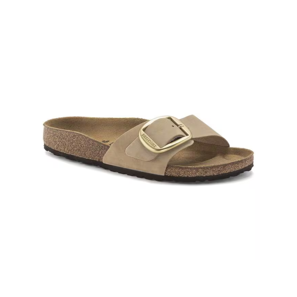 Birkenstock Madrid Big Buckle Nubuck Leather Sandals Sandcastle Narrow