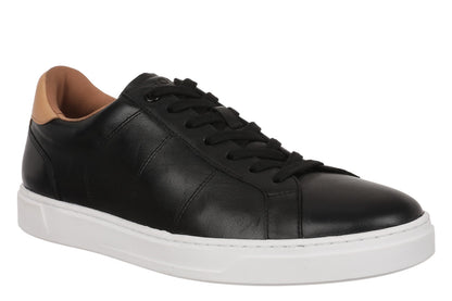 Vionic Lucas II - Men's Casual Comfort Leather Sneaker, Black/Tan Wide