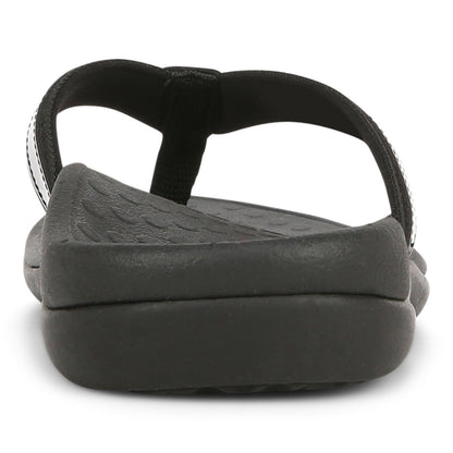 Vionic Women’s Tide II Toe Post Sandals – Black Flip Flops with Arch Support & Cushioned Footbed