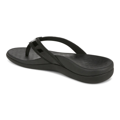 Vionic Women’s Tide II Toe Post Sandals – Black Flip Flops with Arch Support & Cushioned Footbed