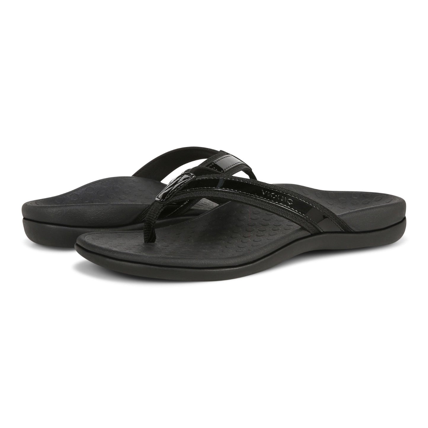 Vionic Women’s Tide II Toe Post Sandals – Black Flip Flops with Arch Support & Cushioned Footbed