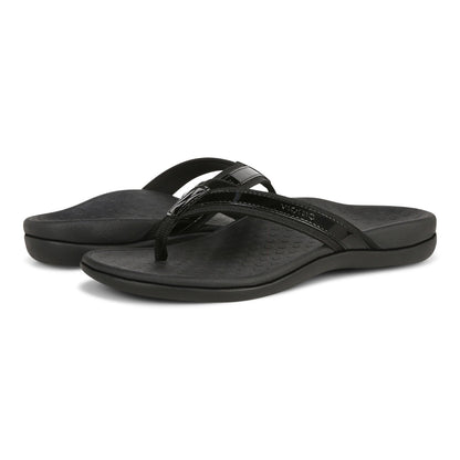 Vionic Women’s Tide II Toe Post Sandals – Black Flip Flops with Arch Support & Cushioned Footbed