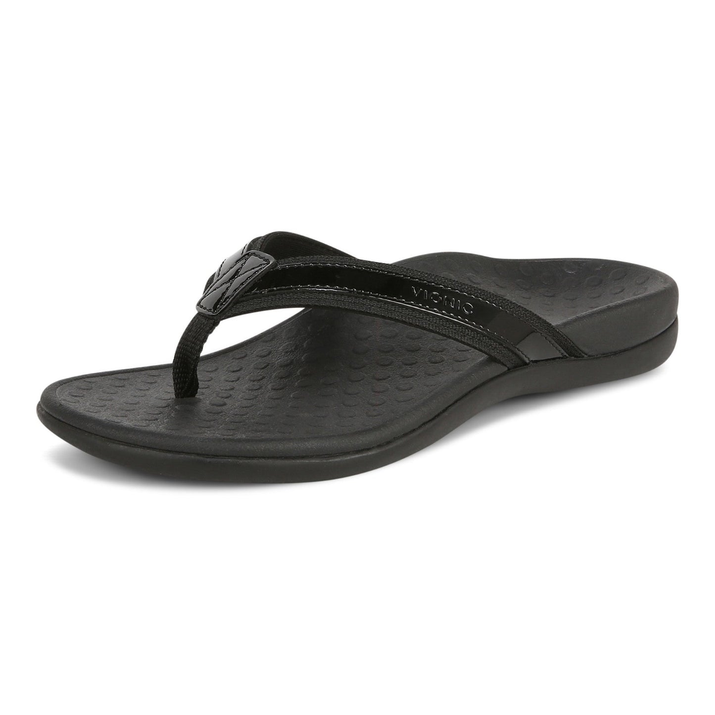 Vionic Women’s Tide II Toe Post Sandals – Black Flip Flops with Arch Support & Cushioned Footbed