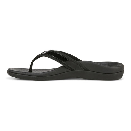 Vionic Women’s Tide II Toe Post Sandals – Black Flip Flops with Arch Support & Cushioned Footbed