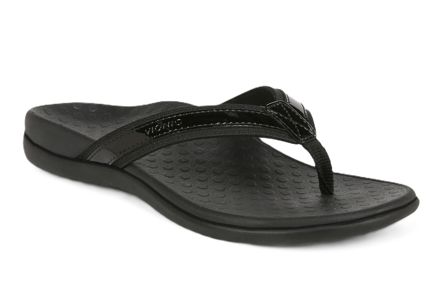 Vionic Women’s Tide II Toe Post Sandals – Black Flip Flops with Arch Support & Cushioned Footbed