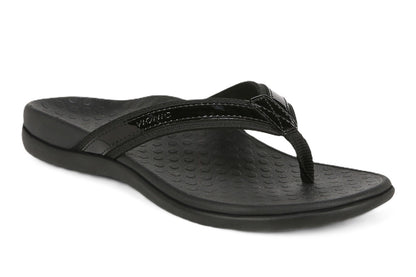 Vionic Women’s Tide II Toe Post Sandals – Black Flip Flops with Arch Support & Cushioned Footbed