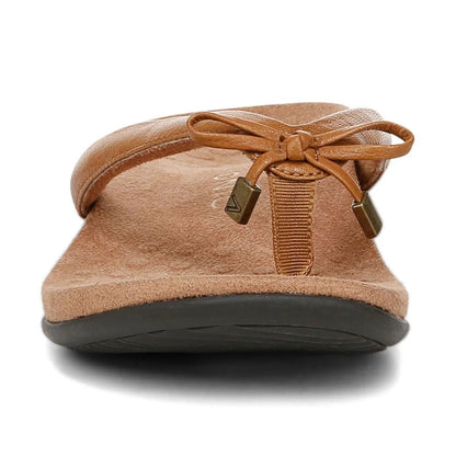 Vionic Women's Bella Toe Post Sandals Light Brown Leather Sandals