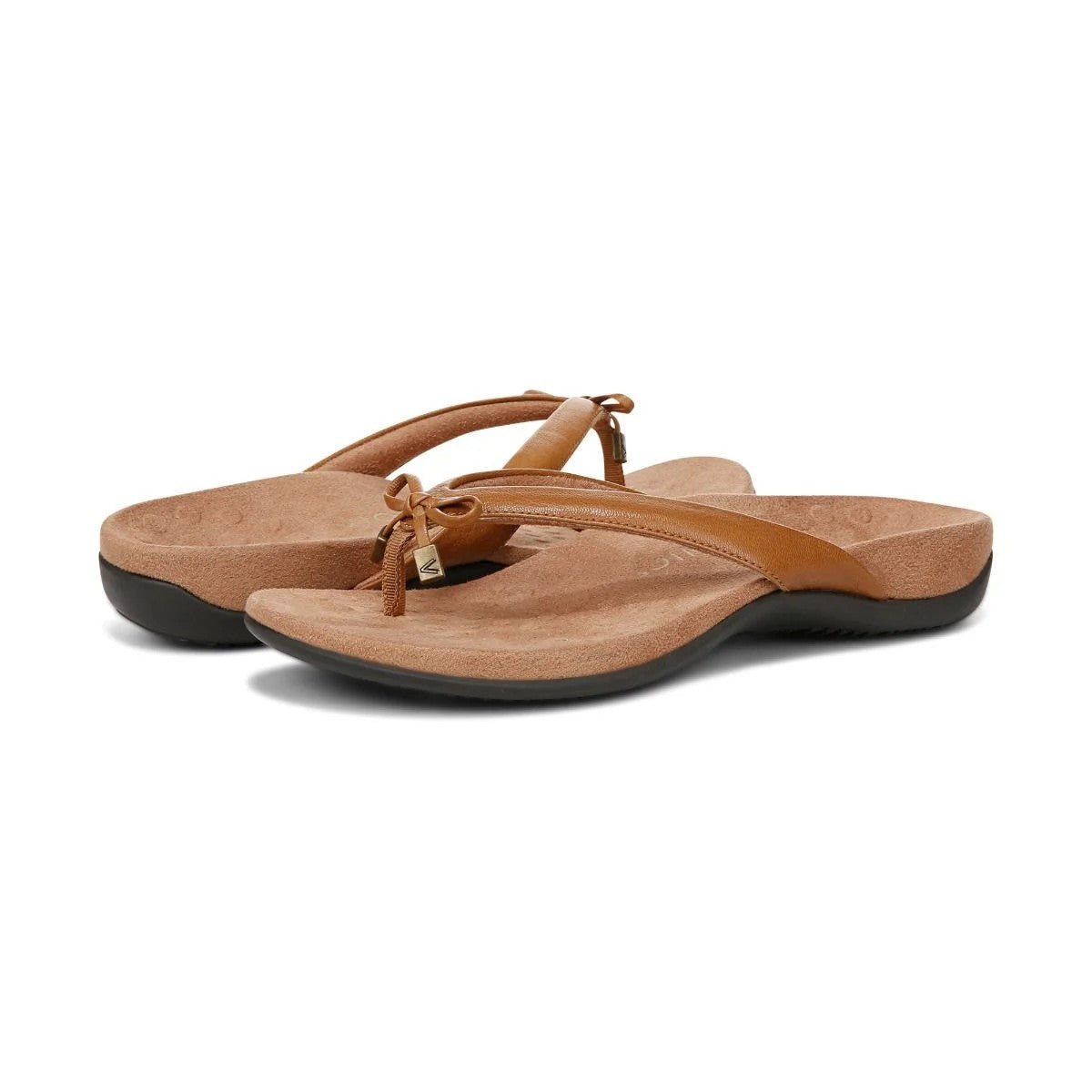Vionic Women's Bella Toe Post Sandals Light Brown Leather Sandals