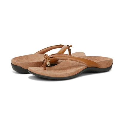 Vionic Women's Bella Toe Post Sandals Light Brown Leather Sandals