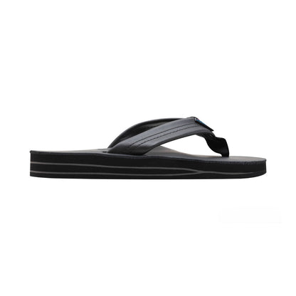 Rainbow Sandals Women’s Double Layer Classic Leather Wide Strap w/Arch, Classic Black, Ladies