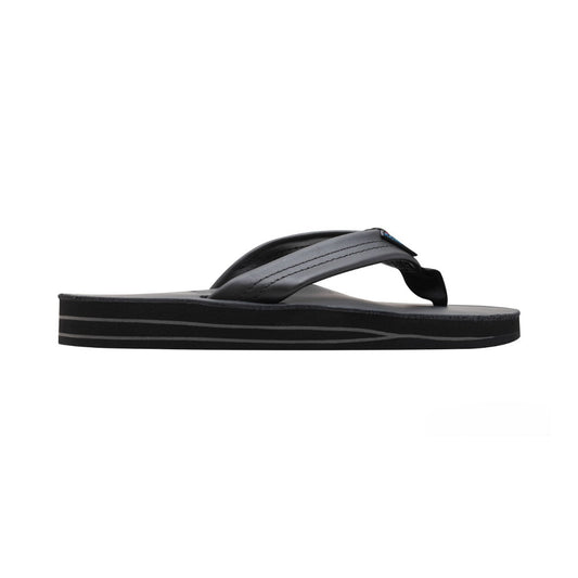 Rainbow Sandals Women’s Double Layer Classic Leather Wide Strap w/Arch, Classic Black, Ladies