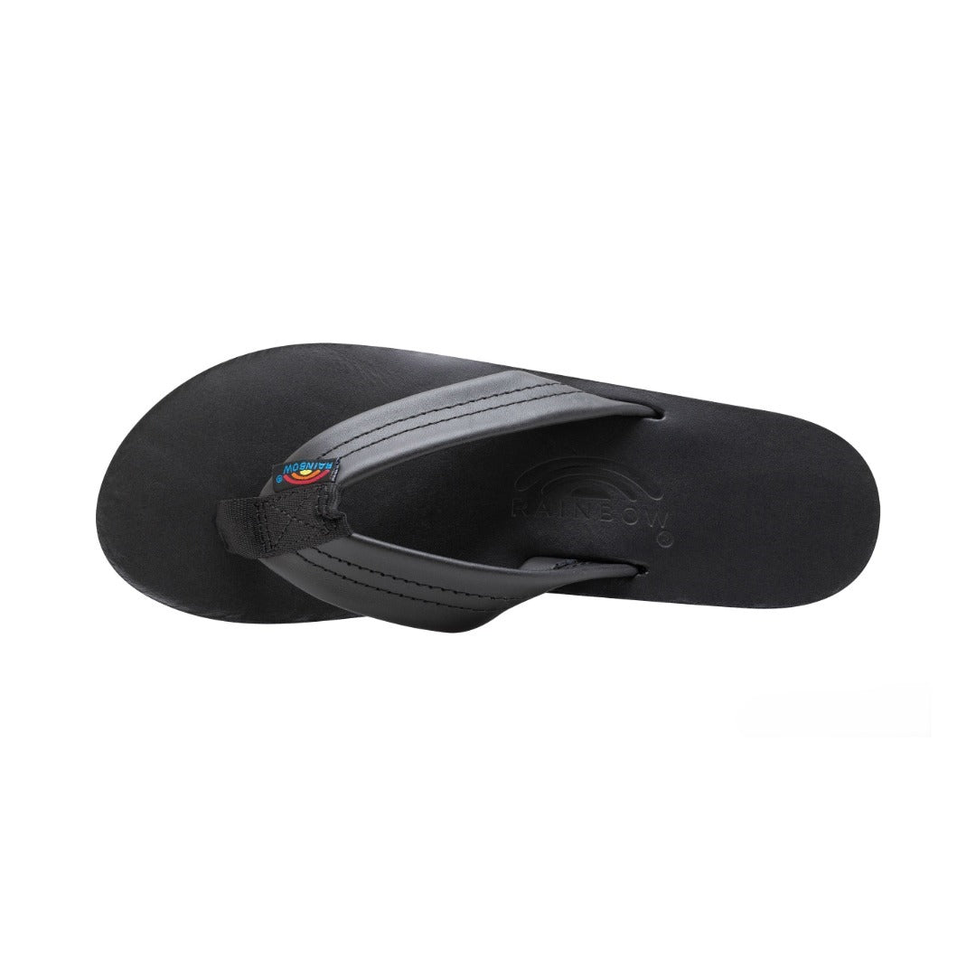 Rainbow Sandals Women’s Double Layer Classic Leather Wide Strap w/Arch, Classic Black, Ladies