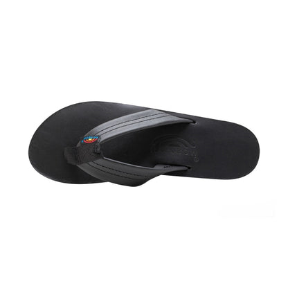 Rainbow Sandals Women’s Double Layer Classic Leather Wide Strap w/Arch, Classic Black, Ladies