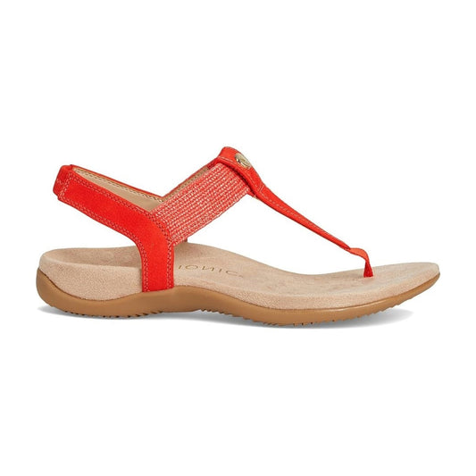 Vionic Brea Toe Post Slingback Sandal Cherry Tomato Nubuck I9863L5601