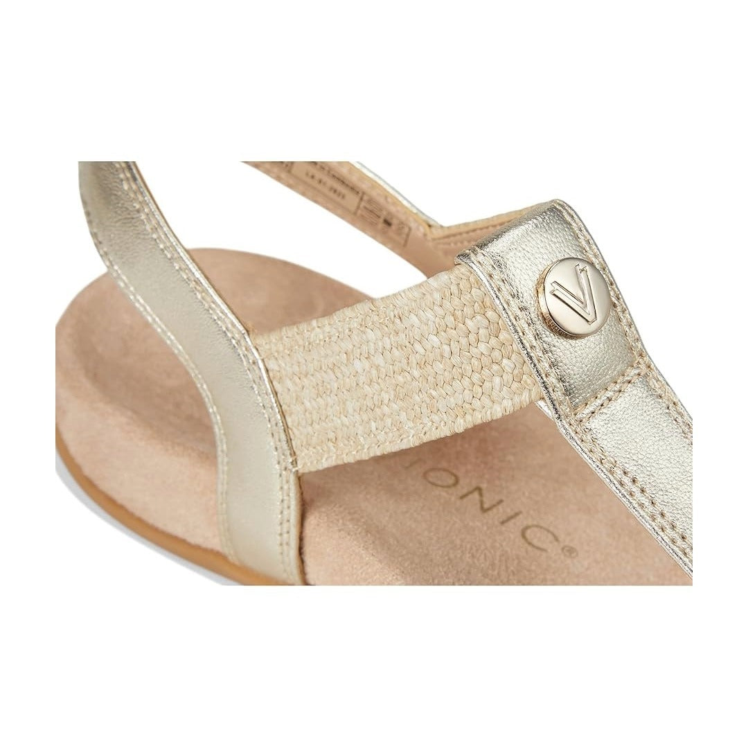 Vionic Brea Toe Post Slingback Sandal Gold Metallic Leather I9863L2700