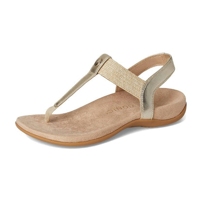 Vionic Brea Toe Post Slingback Sandal Gold Metallic Leather I9863L2700