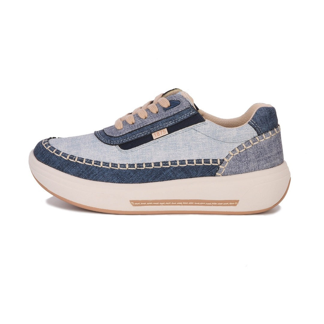 Drew Julep Womens Orthotic Sneaker Denim Combo 10840-37 Rocker Bottom