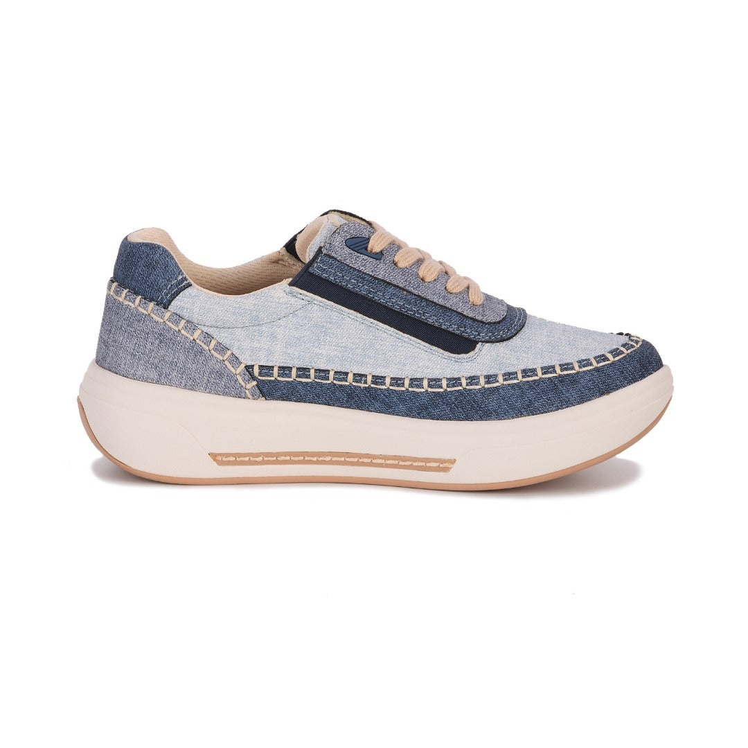 Drew Julep Womens Orthotic Sneaker Denim Combo 10840-37 Rocker Bottom