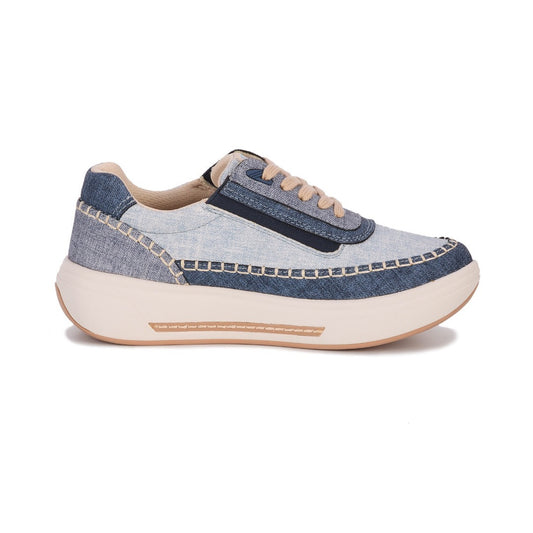 Drew Julep Womens Orthotic Sneaker Denim Combo 10840-37 Rocker Bottom