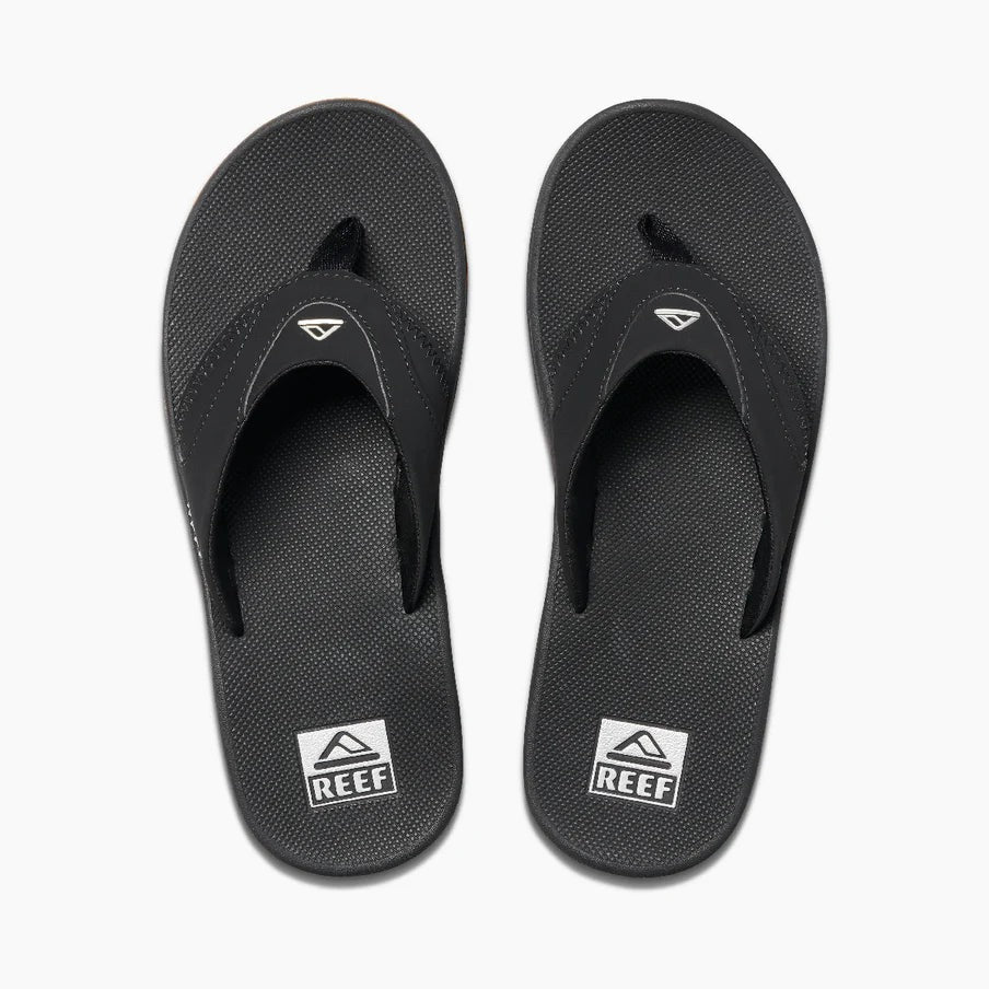 Reef Men's Fanning Bottle Opener Flip Flop Thong Sandal -Black/Silver
