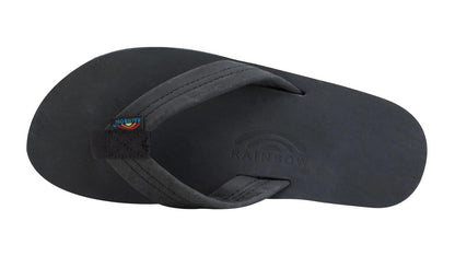 Rainbow Sandals Men's Leather Double Layer Wide Strap Leather Flip Flop - Black