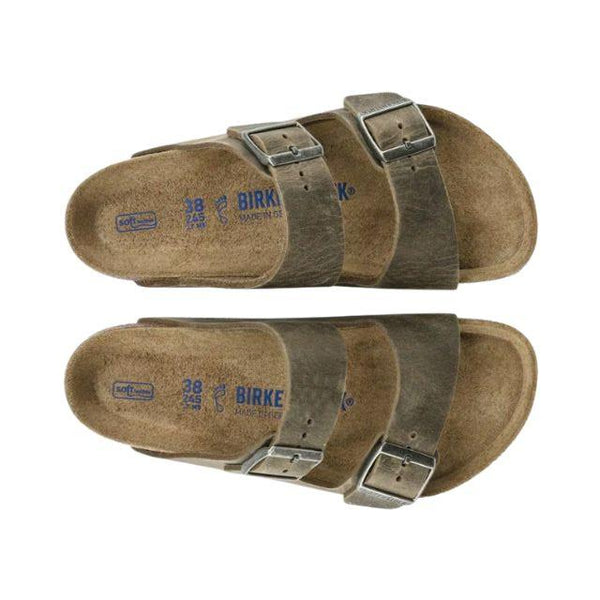 Birkenstock Arizona Unisex Oiled Leather Soft Footbed Sandals –  Faded Khaki