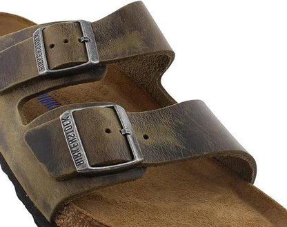 Birkenstock Arizona Unisex Oiled Leather Soft Footbed Sandals –  Faded Khaki